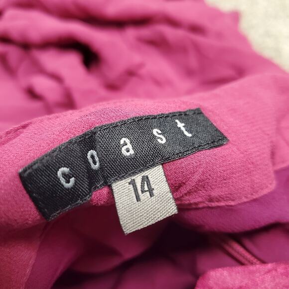 Silk Fairycore Skirt Asymmetrical Hem Magenta Midi Coast - Size 14 - Picture 2 of 8